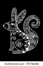 Hand drawn squirrel zentangle style