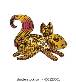Hand drawn squirrel zentangle style for, tattoo,t shirt design,logo.