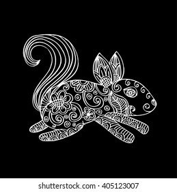 Hand drawn squirrel zentangle style for, tattoo,t shirt design,logo.