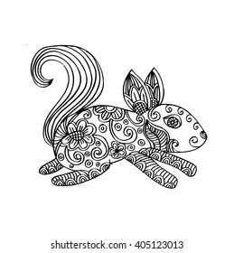 Hand drawn squirrel zentangle style for, tattoo,t shirt design,logo.