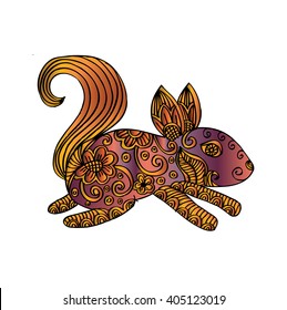 Hand drawn squirrel zentangle style for, tattoo,t shirt design,logo.