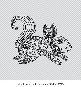 Hand drawn squirrel zentangle style for, tattoo,t shirt design,logo.