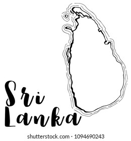 Hand drawn Sri Lanka map sketch,vector illustration