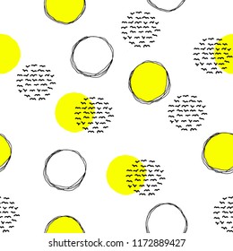 Hand drawn sribble circle seamless pattern. ideal for textile, poster, card, wrapping, birthday and party invitation.