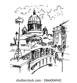 Hand drawn St. Isaac's Cathedral, Saint-petersburg, Russia. Vector illustration. Sketch.