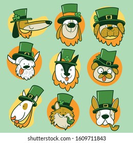 Hand drawn St. Patrick Day Dogs