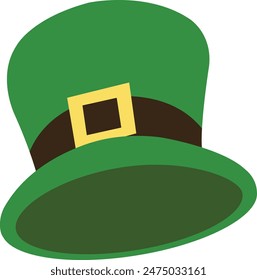 Hand Drawn St. Patrick's Day Hat. Leprechaun Green Hat. Isolated Vector Illustration in Flat Design Style.