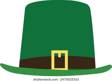 Hand Drawn St. Patrick's Day Hat. Leprechaun Green Hat. Isolated Vector Illustration in Flat Design Style.