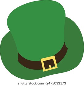 Hand Drawn St. Patrick's Day Hat. Leprechaun Green Hat. Isolated Vector Illustration in Flat Design Style.