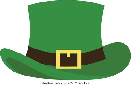 Hand Drawn St. Patrick's Day Hat. Leprechaun Green Hat. Isolated Vector Illustration in Flat Design Style.