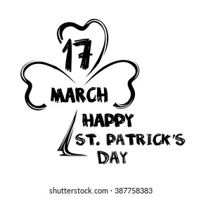 Hand drawn St. Patrick's Day lettering typography for postcard, poster, card, flyer, banner template. Vector illustration