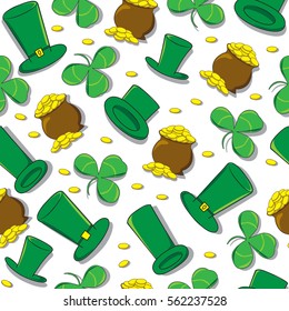 Hand Drawn St Patrick's Day seamless pattern.