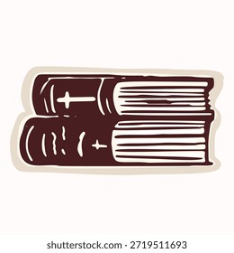 Pilha de bíblias desenhada à mão com comentário de cruz cristã . Simples isolado vetor motif conjunto ou bonita bíblia estilo adesivo estilo clip art . Mapeamento de versos femininos projeto de ícone de estudo bíblico