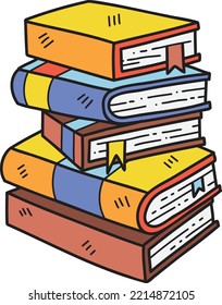 Hand Drawn stack of books illustration isolated on background