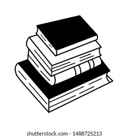 Hand drawn Stack of Books isolated on a white. Sketch. Vector illustration.