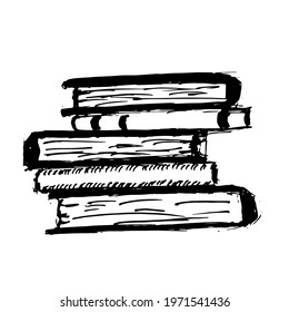 Hand Drawn Stack of Books. Vector symbol of reading and learning. Educational club illustration. Education logo element