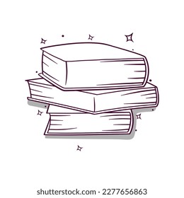 hand drawn stack of books vector illustration