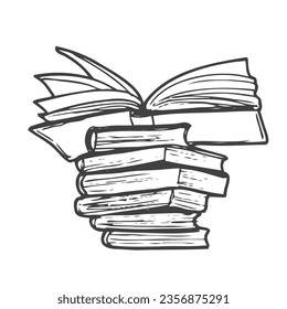 Hand Drawn Stack of Books. Vector illustration sketch
