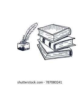 Hand Drawn Stack of Books. Vector illustration