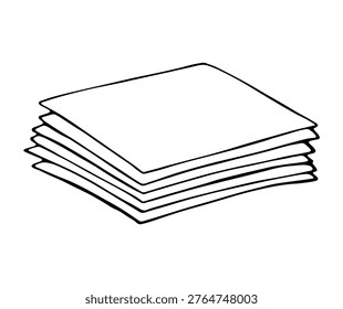 Hand drawn stack of paper documents office paperwork and file organization simple outline doodle style