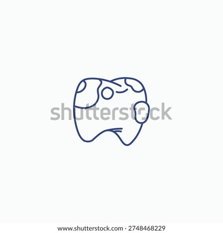 Hand Drawn Stained Tooth with Spots Doodle Icon – Dental Plaque Decay Outline Vector