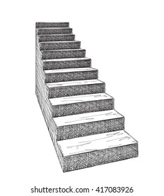 Hand drawn staircase sketch.