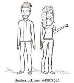 Hand drawn standing couple design