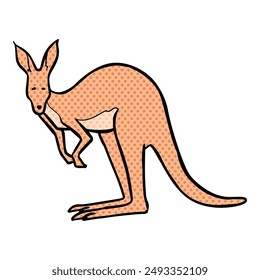 Hand drawn standing kangaroo halftone color vector illustration