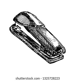 Hand Drawn stapler doodle. Sketch style icon. Decoration element. Isolated on white background. Flat design. Vector illustration.