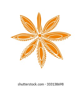 Hand drawn star anise flower. Best for cards, menu, web, invitations and other