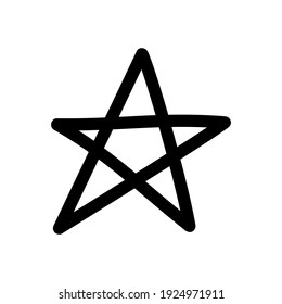 Hand drawn star. Astronomical or celestial objects. Heavenly bodies in space. Vector illustration in doodle style.