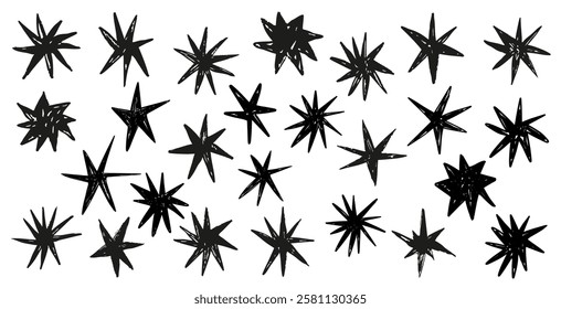 Hand drawn star blinking spark doodle sketch scribble decorative scrapbook flare glare light vector illustrations