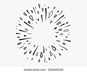Hand drawn star burst explosion. Illustrated Design Element.