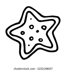 Ilustración del vector del doodle de la estrella dibujada a mano aislada en fondo blanco