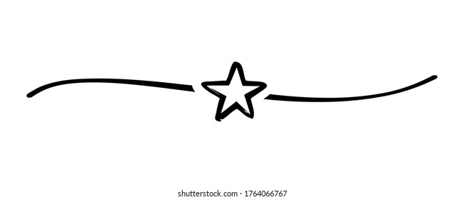 Hand drawn star with cute sketch line, divider shape. Flat starlet doodle isolated on white background for celebration ceremony or fourth of July Independence day USA. Vector illustration