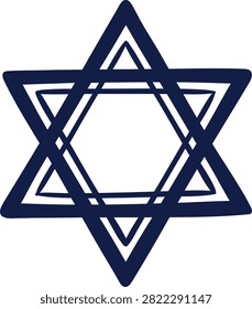 Hand drawn Star of David symbol isolated white background artistic representation of Jewish faith and heritage
