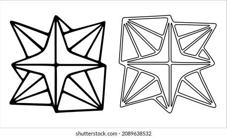 Hand drawn star decor element with fill and stroke