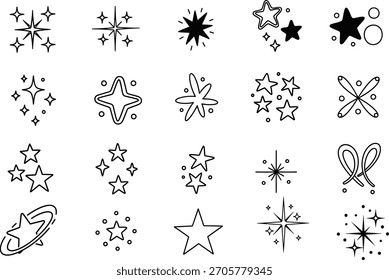 Hand drawn star doodle collection of sparkle and shine