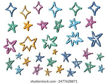 Dibujado a mano Estrella Doodle Elementos de diseño