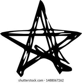 Hand Drawn star doodle icon. Sketch style icons. Decoration element. Isolated on white background. Flat design. Vector illustration.
