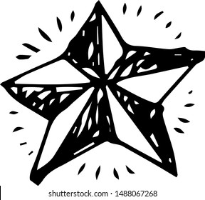 Hand Drawn star doodle icon. Sketch style icons. Decoration element. Isolated on white background. Flat design. Vector illustration.