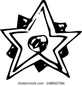 Hand Drawn star doodle icon. Sketch style icons. Decoration element. Isolated on white background. Flat design. Vector illustration.