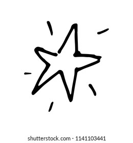 Hand Drawn star doodle. Sketch style icon. Decoration element. Isolated on white background. Flat design. Vector illustration.