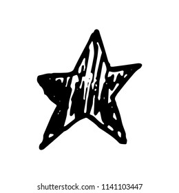 Hand Drawn star doodle. Sketch style icon. Decoration element. Isolated on white background. Flat design. Vector illustration.