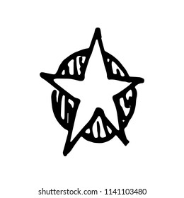 Hand Drawn star doodle. Sketch style icon. Decoration element. Isolated on white background. Flat design. Vector illustration.