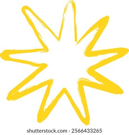 Hand drawn star drawing. Star in doodle style. Stylized star isolated from background. Vector illustration