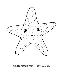 Handgezeichnete Star-Fisch-Ikone im Doodle-Stil. Cartoon Star Fisch Vektorsymbol für Webdesign einzeln auf weißem Hintergrund.