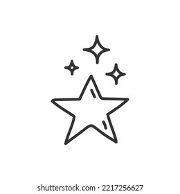 Diseño de señas planas con estrella dibujada a mano. Icono de vector estrella dibujado a mano. Símbolo de varita mágica EPS 10