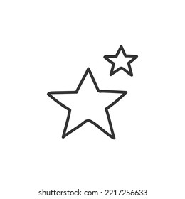 Diseño de señas planas con estrella dibujada a mano. Icono de vector estrella dibujado a mano. Símbolo de varita mágica EPS 10