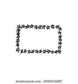 Hand drawn star frame icon. Border line doodle sketch, star frame scribble design element isolated, sketchy handdrawn ink vector imitation